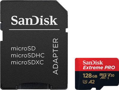 SanDisk Extreme Pro 128 MicroSDXC UHS Class 3 170 Mbps  Memory Card(With Adapter)