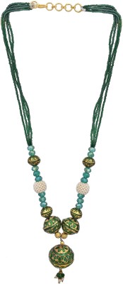 Dzinetrendz Gold Plated Brass, Green Meenakari Choker Necklace Traditional Women Pearl Gold-plated Plated Brass Necklace