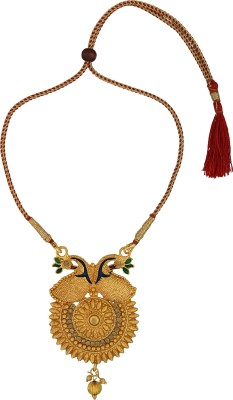 MissMister Gold Plated Brass, Bikaneri Handwork, Round Shape Peacock addjustable Size Fashion Necklace Women Traditional… Gold-plated Plated Brass Necklace