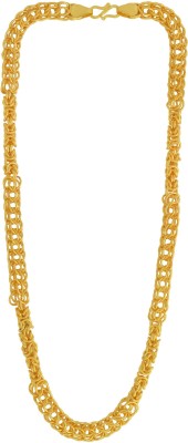 MissMister 1 Micron Gold Cover Layered 8mm/ 53Gms Extra Super Thick and Heavy, 20 Inch Real Gold Look Necklace Chain Ethnic Necklace, for Men and Women Gold-plated Plated Brass Necklace