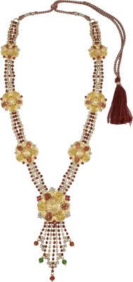 MissMister Gold Plated White and Red CZ, Floral Pattern, Long Partywear Fashion Necklace Women Designer Cubic Zirconia Gold-plated Plated Brass Necklace
