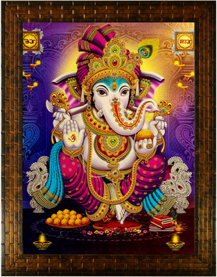 Indianara Lord Ganesha 2333 Digital Reprint 13 inch x 10.2 inch Painting(With Frame)