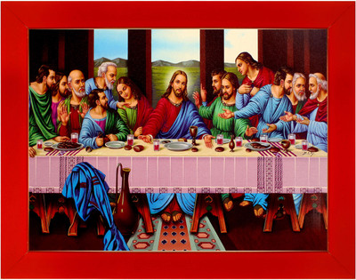 Indianara Jesus Christ Last Supper 2407 Digital Reprint 10.2 inch x 13 inch Painting(With Frame)