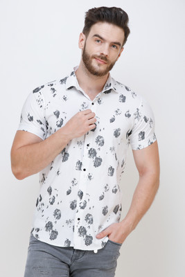 Colvyn Harris Men Floral Print Casual White Shirt