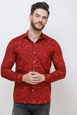 Colvyn Harris Men Printed Casual Maroon Shirt