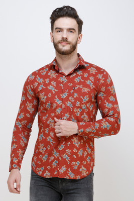 Colvyn Harris Men Floral Print Casual Red Shirt