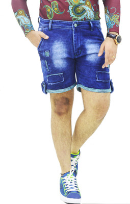 Sherrys Distressed Men Denim Dark Blue Denim Shorts
