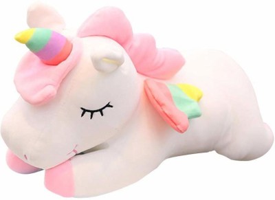 Liquortees Super Soft Sleeping Unicorn White Teddy Bear Stuffed Toys Pack 1  - 30 cm(Multicolor)
