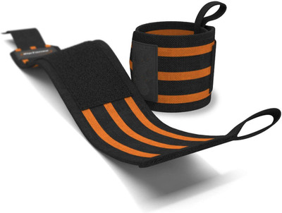 Leosportz Weight Lifting With Thumb Loop Wrist Support(Orange, Black)
