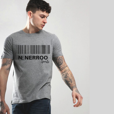 Nerroo Printed Men Women Round Neck Grey T-Shirt