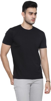 Gentino Solid Men Round Neck Black T-Shirt