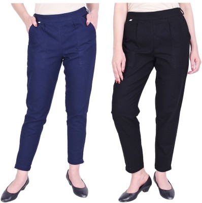 Neelo Kurti Slim Fit Women Dark Blue, Black Trousers