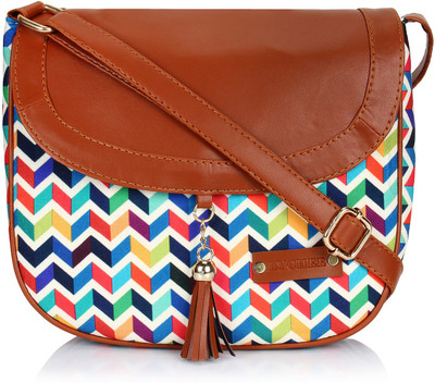 Lychee Bags Multicolor Sling Bag CANVAS ZIG-ZAG MULTICOLOR PRINTED SLING BAGS