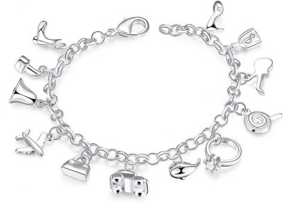 Jewels Galaxy Alloy Cubic Zirconia Silver Charm Bracelet