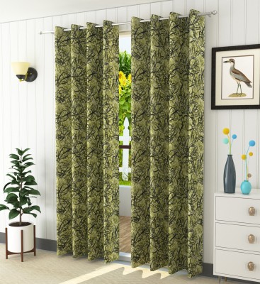 Homefab India 274.5 cm (9 ft) Polyester Room Darkening Long Door Curtain (Pack Of 2)(Printed, Green)