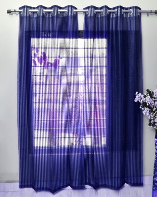 Homefab India 183 cm (6 ft) Tissue Room Darkening Shower Curtain (Pack Of 2)(Solid, Navy Blue)