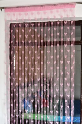 Homefab India 213.5 cm (7 ft) Polyester Room Darkening Door Curtain (Pack Of 2)(Self Design, Light Pink)