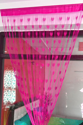 Gharsaaz 200 cm (7 ft) Door Polyester Transparent Curtain (Pack Of 2)(Dark Pink, Self Design)