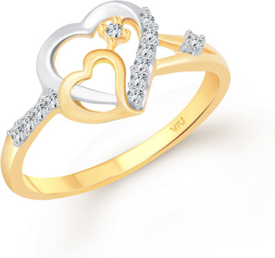 VIGHNAHARTA Cohesion Heart Alloy Cubic Zirconia Gold Plated Ring