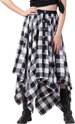Hive91 Checkered Women Asymetric White, Black Skirt