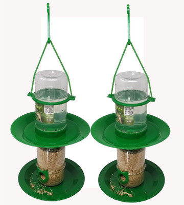 AMIJIVDAYA Small Double Decker Food Feeder for Birds Window Bird Feeder Bird Feeder(Green)