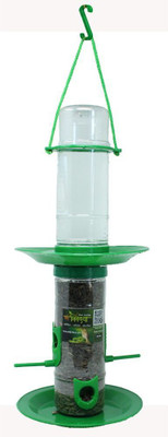 AMIJIVDAYA Medium Double Decker Food Feeder for Birds Window Bird Feeder Bird Feeder(Green)