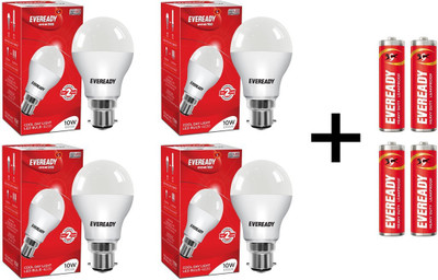 Eveready 10 W Round B22 LED Bulb  (White, Pack of 4)