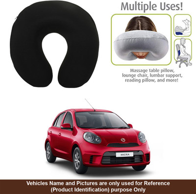 Oshotto Black Fabric Car Pillow Cushion for Universal For Car(Round, Pack of 1)