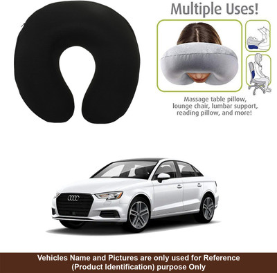 Oshotto Black Fabric Car Pillow Cushion for Audi(Round, Pack of 1)
