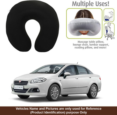 Oshotto Black Fabric Car Pillow Cushion for Fiat(Round, Pack of 1)