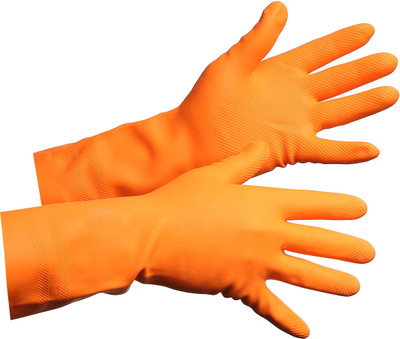 Green Home FERRA Reusable Latex Hand Gloves For Kitchen Orange Wet and Dry Glove(Free Size)