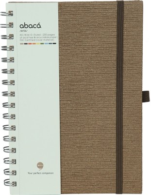 comma Abaca - A5 Size - Wire-O-Bound Spiral Notebook with Elastic Band A5 Notebook Single Ruled 200 Pages(Walnut)