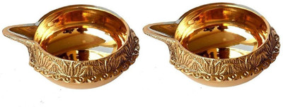 Wigano Brass (Pack of 2) Table Diya Set(Height: 0.7 inch)