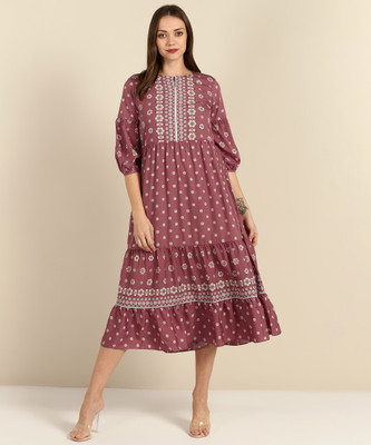 AND Women Gathered Pink Dress