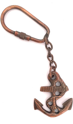 Shoptreed Nautical Brass Anchor Rope brown finish Key Chain