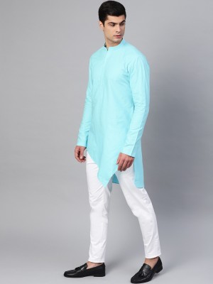 See Designs Men Solid Straight Kurta(Light Blue)