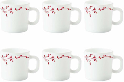 Larah by Borosil VINTAGE Opalware Coffee Mug(180 ml, Pack of 6)
