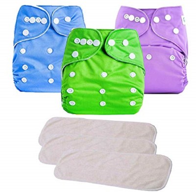 Chinmay Kids ®Quirk Reusable Baby Washable Cotton Cloth Diaper -Combo of 3 Pieces With 3 Inserts