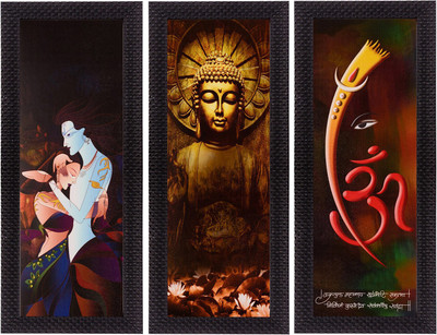 eCraftIndia Set of 3 Decorative Canvas 40.64 cm x 17.78 cm Painting(With Frame, Pack of 3)