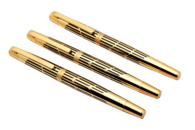 Ledos Set Of 3 - Dikawen 8017 Advanced Gold Fountain Pens Medium Nib Designer Gift Fountain Pen(Pack of 3, Blue)