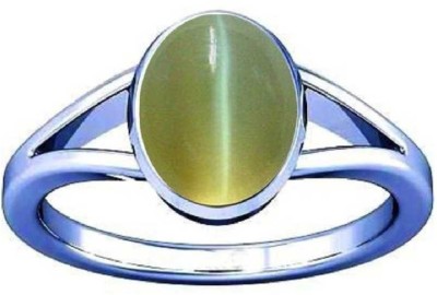 Jaipur Gemstone 5.25 cat's eye stone ring original & natural stone silver ring for unisex by Jaipur Gemstone Brass Cat's Eye Sterling Silver Plated Ring