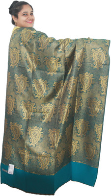 KAVIM Polyester Wool Blend Printed Women Shawl(Light Green)