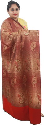 KAVIM Polyester Wool Blend Printed Women Shawl(Red)