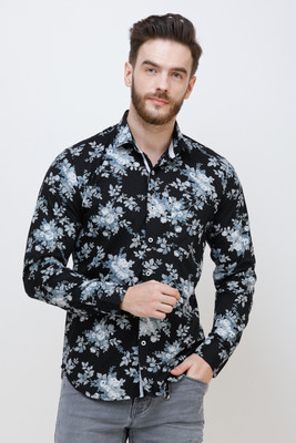 Colvyn Harris Men Floral Print Casual Black Shirt