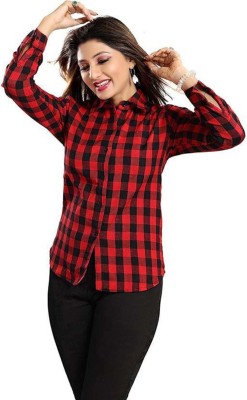 Raffle Toss Women Checkered Casual Red, Black Shirt