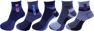 RC. ROYAL CLASS Men Striped Mid-Calf/Crew(Pack of 5)
