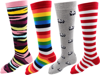 RC. ROYAL CLASS Women Self Design, Striped Knee High(Pack of 4)