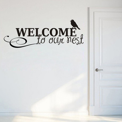 Aquire 75 cm Welcome to Our Nest11 Self Adhesive Sticker(Pack of 1)