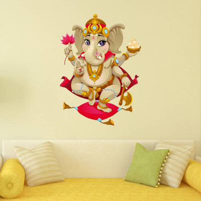 Aquire 50 Shree Ganesha Design For Diwali And Temple Decoration Vinyl Self Adhesive Sticker(Pack of 1)