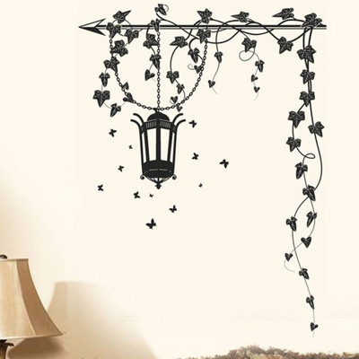 Aquire 90 cm Hanging Lamp and Vines Black 5785 Self Adhesive Sticker(Pack of 1)